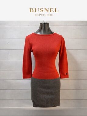 BUSNEL Red Wool Mini Dress Size 38 (Small)